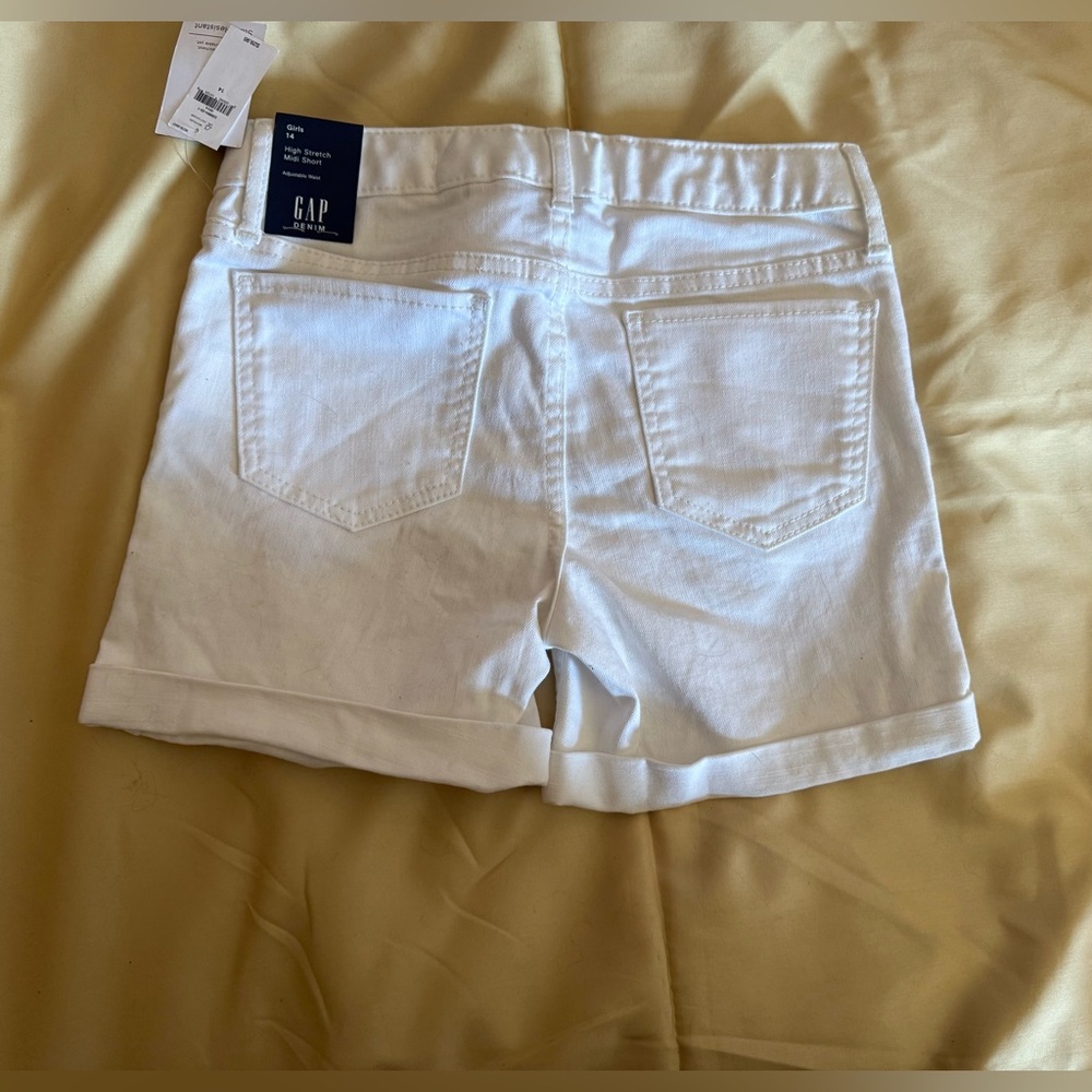 GAP White Shorts High Stretch Midi Shorts Size 14 - Picture 4 of 5